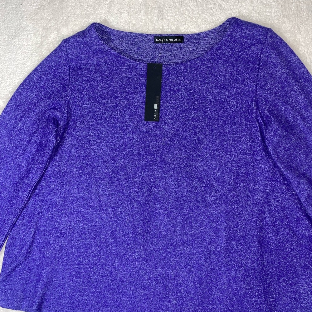 NWT Nally & Millie Womens Size Medium Blue Soft Brushed Jersey Long Sleeve Dress - Picture 2 of 7